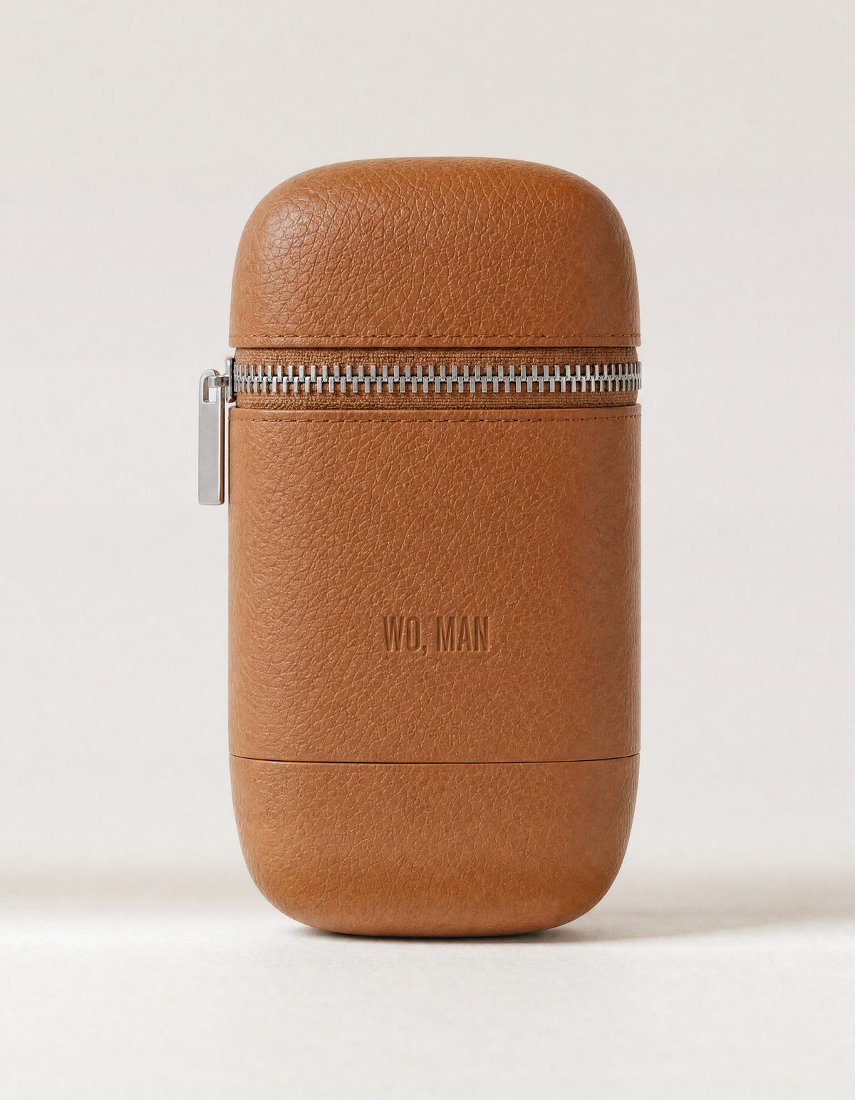 Michella leather zip pouch, tan