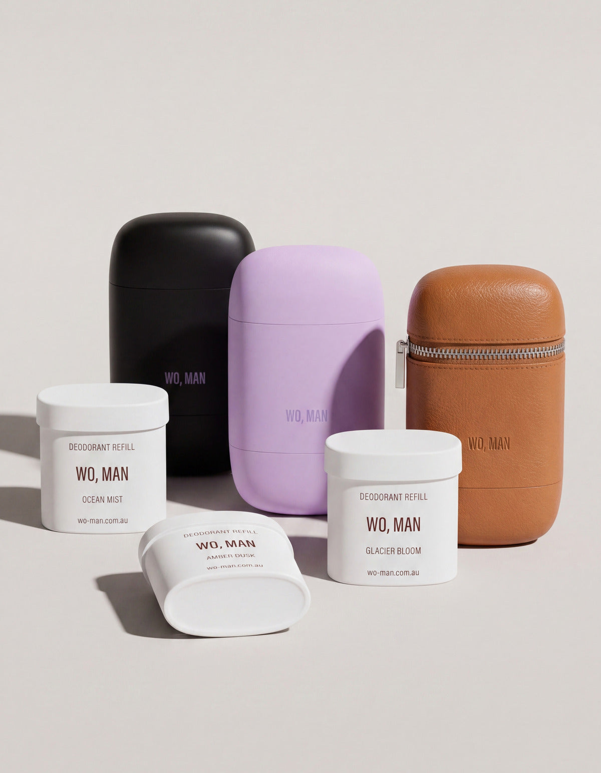 The full pack, three cases and one refill per scent