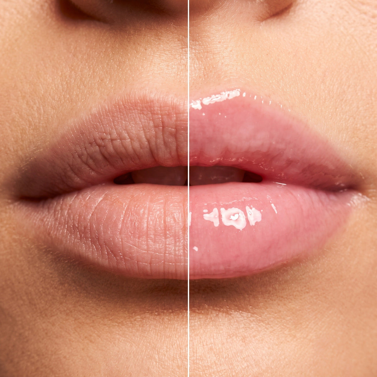 Bare lip on the left, Petal Milk on the right
