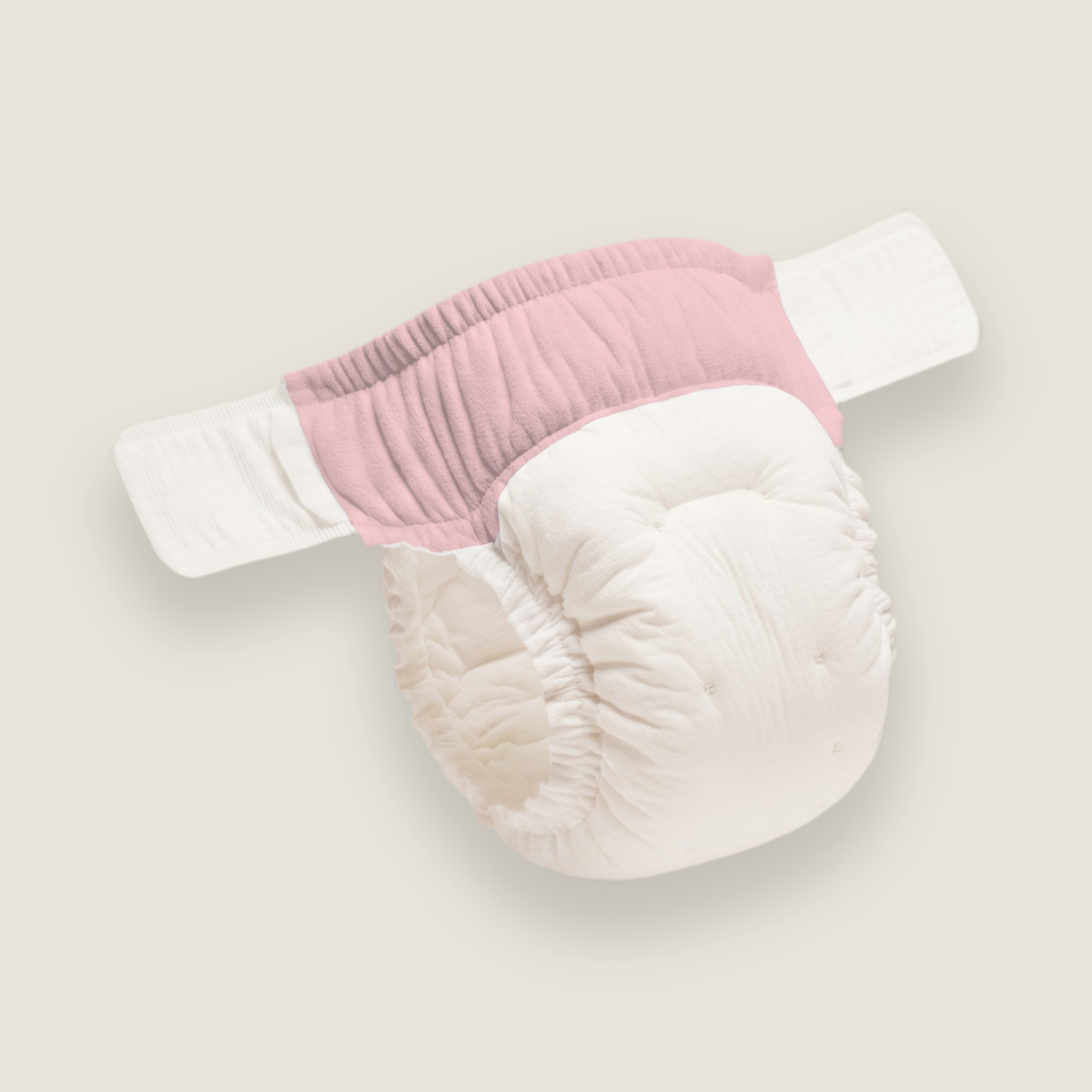 The nappy in pink, the waistband panel in dusty pink